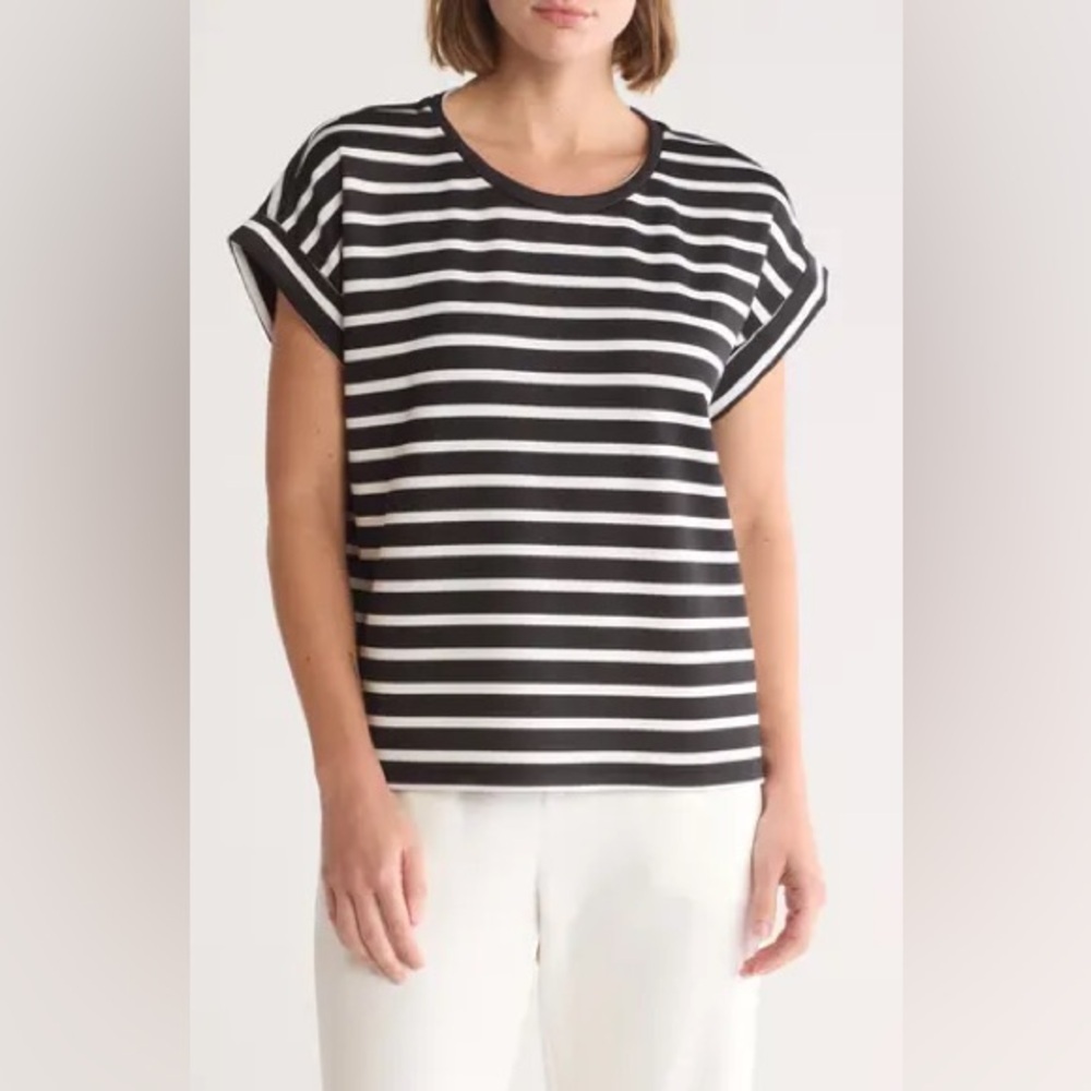 Tahari Roll Sleeve Scuba Top